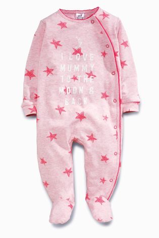 Two Pack Pink Cloud Mum And Dad Sleepsuits (0mths-2yrs)